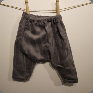 Pantalon velours grosse côte gris ! (Taille 3 / 6 mois)