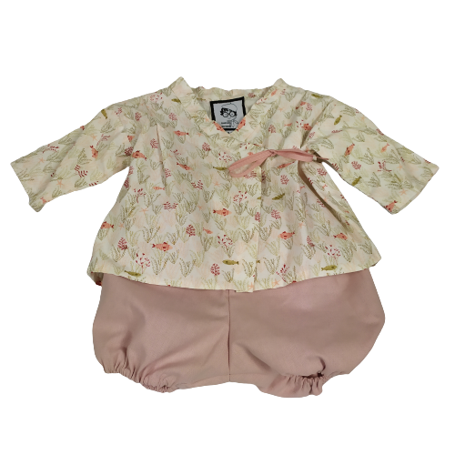 ensemble, bébé, bloomer, chemise kimono, fait main, Pays basque